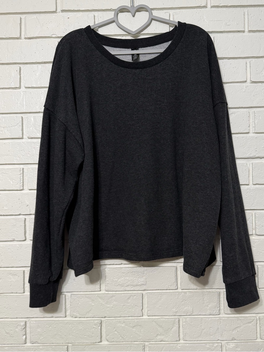 Velocity 2X Charcoal Gray Oversized Crewneck Sweatshirt Side Slits
